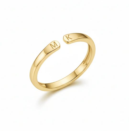 1+1 GRATIS — Justerbar ring med initial