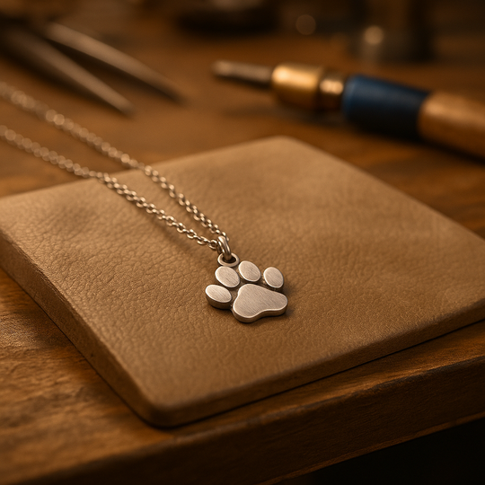 Elegant silverhalsband med tassavtryck